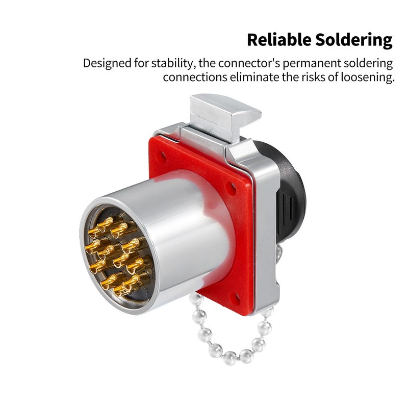 CNLINKO BD-24 12 PIN Industrial Waterproof Connectors, IP68 Circular Connector, Hard Metal Anti-Interference Shell, Quick Plug Aviation Connector, M24 Panel Mount Flange Socket (12 Pin) - Image 3